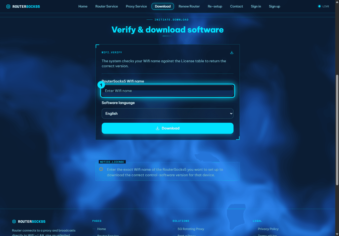 The "RouterSocks5 Wifi name" field highlighted